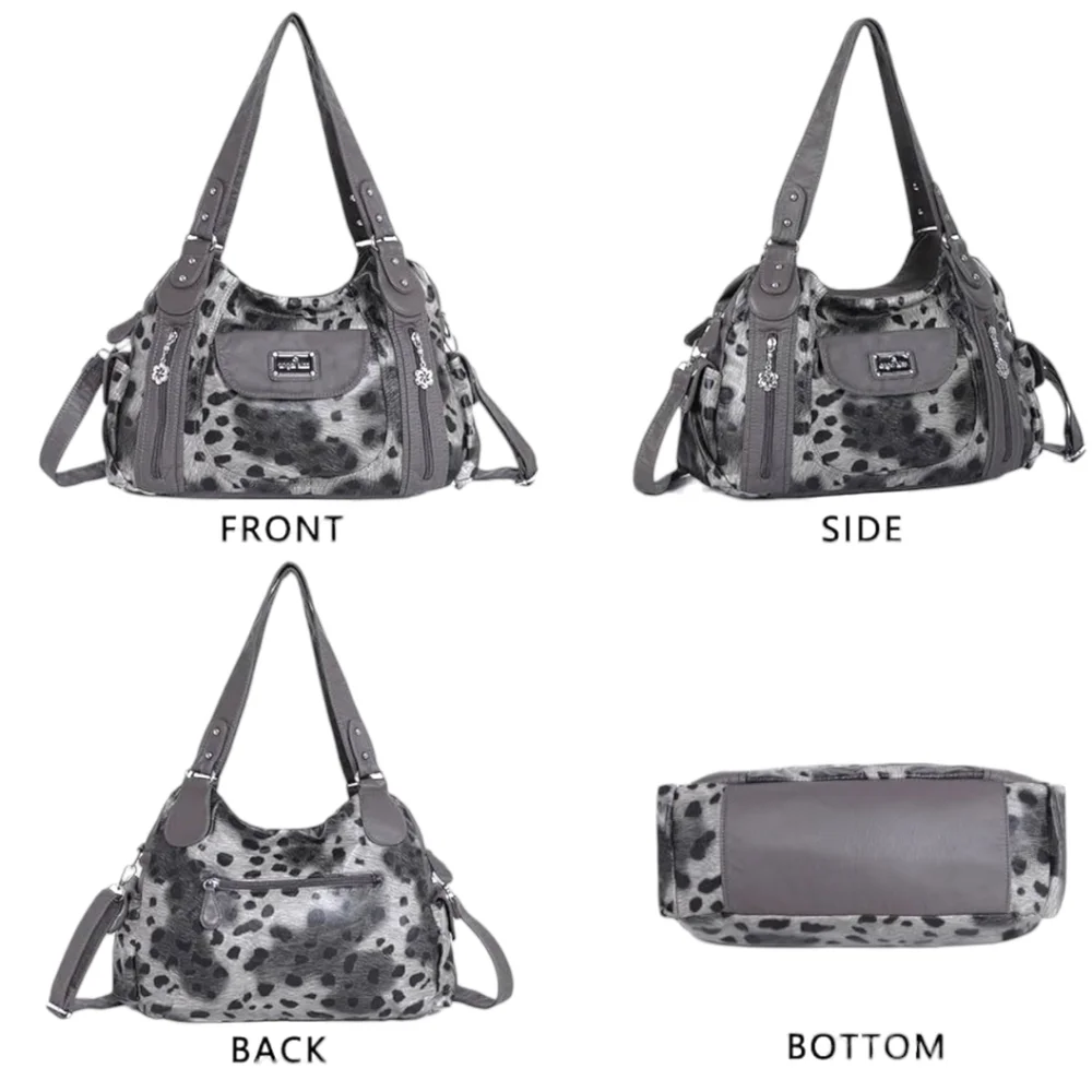 ANGEL KISS Leopard Large Vegan Leather Spacious Crossbody Shoulder Hobo Bag. - Picture 3 of 10